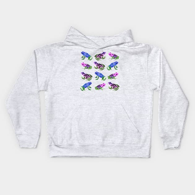 Watercolor Rainbow Poison Dart Frogs - Pastel Kids Hoodie by monitdesign